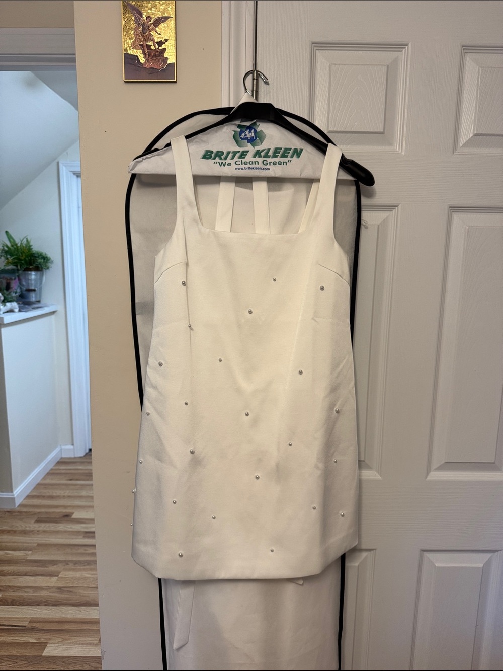 Six Stories White Sleeveless Pearl Embellished Shift Dress - Size UK 10 - Picture 4 of 9